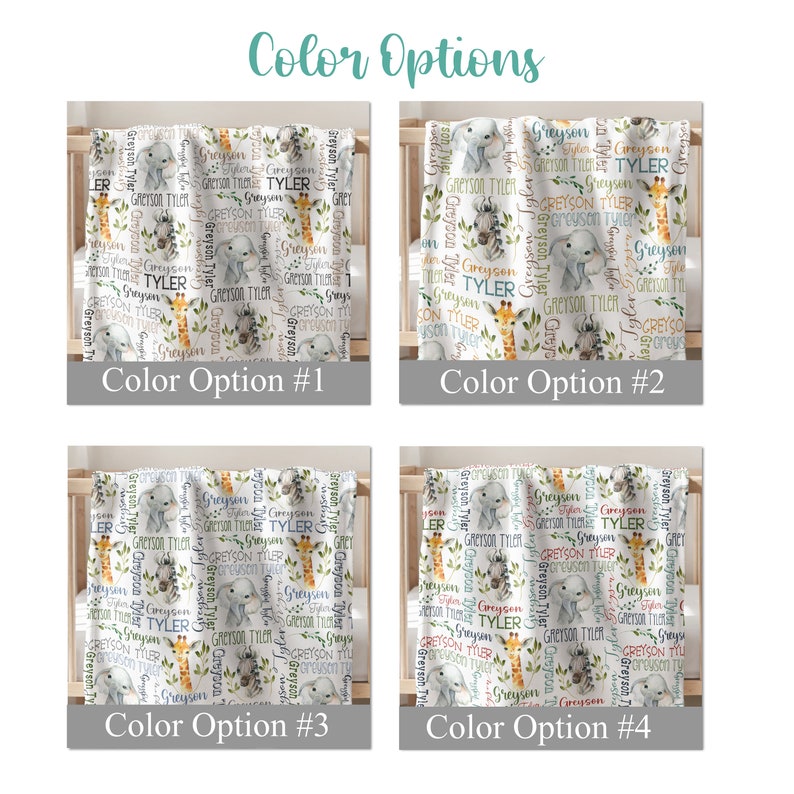 PERSONALIZED BABY BOY Blanket, Safari Name Blanket Baby Boy, Custom Boy Safari Animals Blanket, Baby Boy Gift, Custom Baby Animals Blanket zdjęcie 2