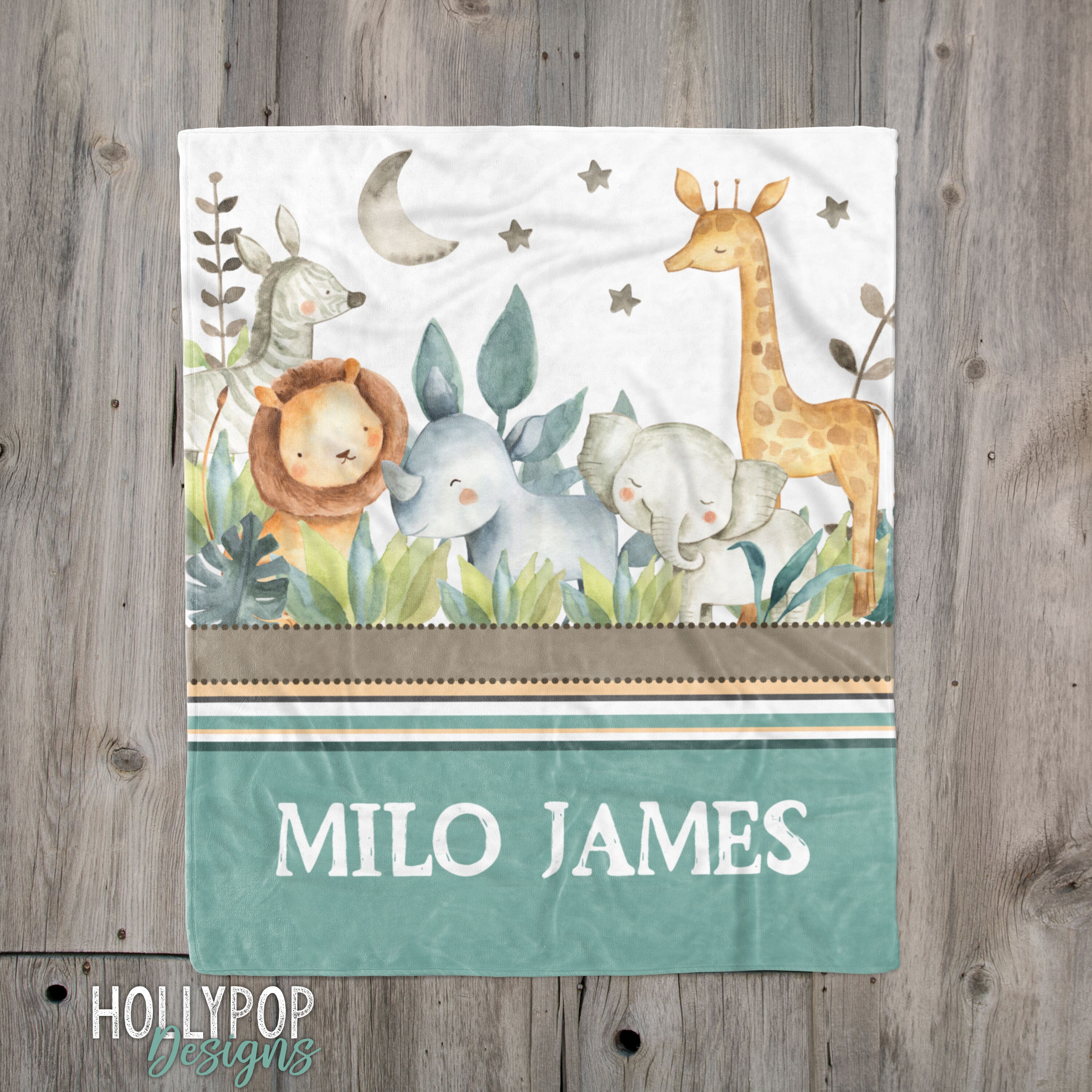 Personalized Baby Blanket Baby Boy Name Blanket Safari Etsy