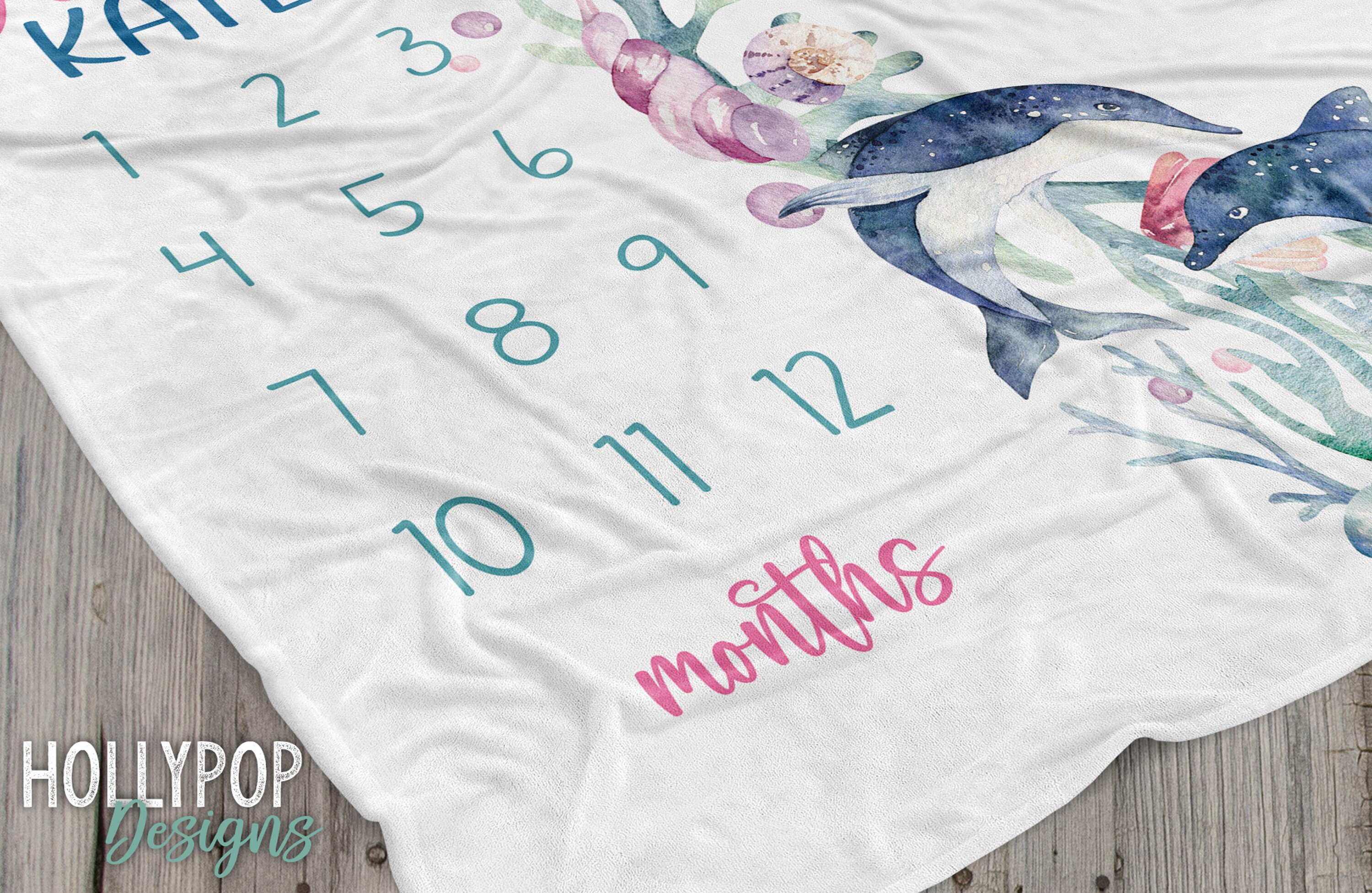 Under the Sea Baby Girl Milestone Blanket, Girl Monthly Photo Blanket ...