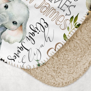 PERSONALIZED BABY BOY Blanket, Safari Name Blanket Baby Boy, Custom Boy Safari Animals Blanket, Baby Boy Gift, Custom Baby Animals Blanket zdjęcie 5