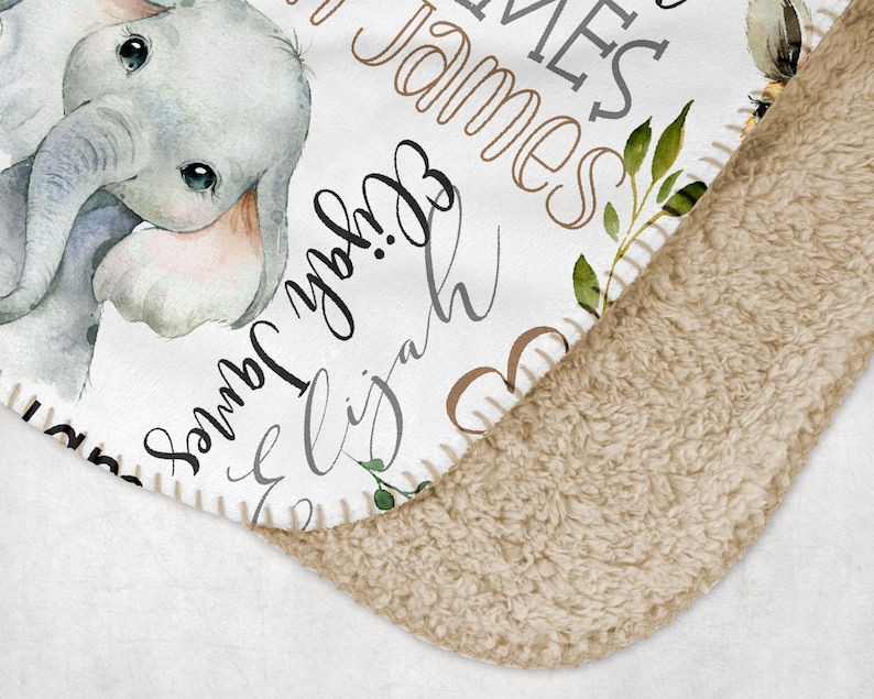 PERSONALIZED BABY BOY Blanket, Safari Name Blanket Baby Boy, Custom Boy Safari Animals Blanket, Baby Boy Gift, Custom Baby Animals Blanket zdjęcie 5