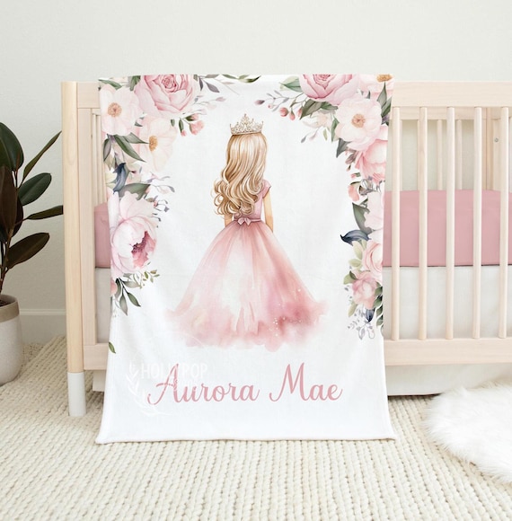 PERSONALIZED PINK PRINCESS Blanket, Toddler Girl Gift, Princess Baby Blanket, Custom Princess Name Blanket, Baby Shower Gift, Girl Birthday