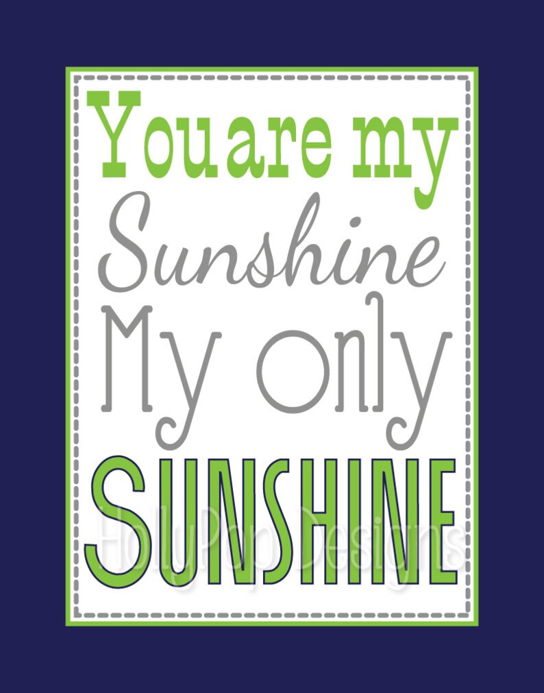 You are My Sunshine Baby Boy Wall Art Navy Lime Green Gray Etsy