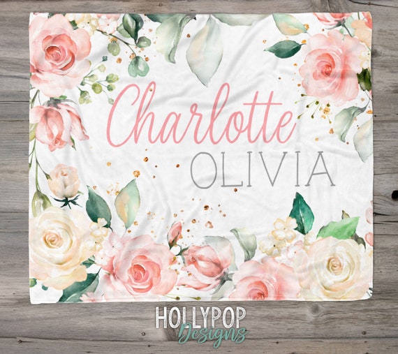 Pink Floral Baby Name Blanket Personalized Baby Girl Blanket Baby Shower Gift Custom Girl Blanket Floral Rose Girl Baby Name Blanket Etsy Canada