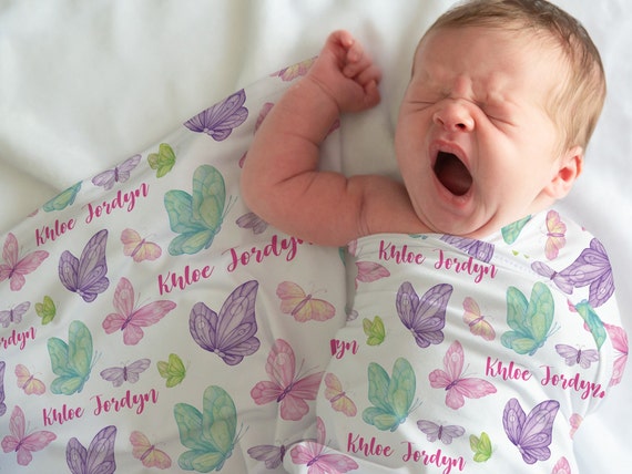 Pink Purple Butterfly Baby Name Blanket Toddler Girl Butterfly Blanket Personalized Girl Butterfly Swaddle Blanket Custom Baby Blanket Etsy Canada