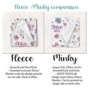 BABY GIRL WILDFLOWER Blanket, Pink Purple Wildflower Baby Blanket, Personalized Baby Name Blanket, Baby Shower Gift Wildflower Gift for Girl image 6