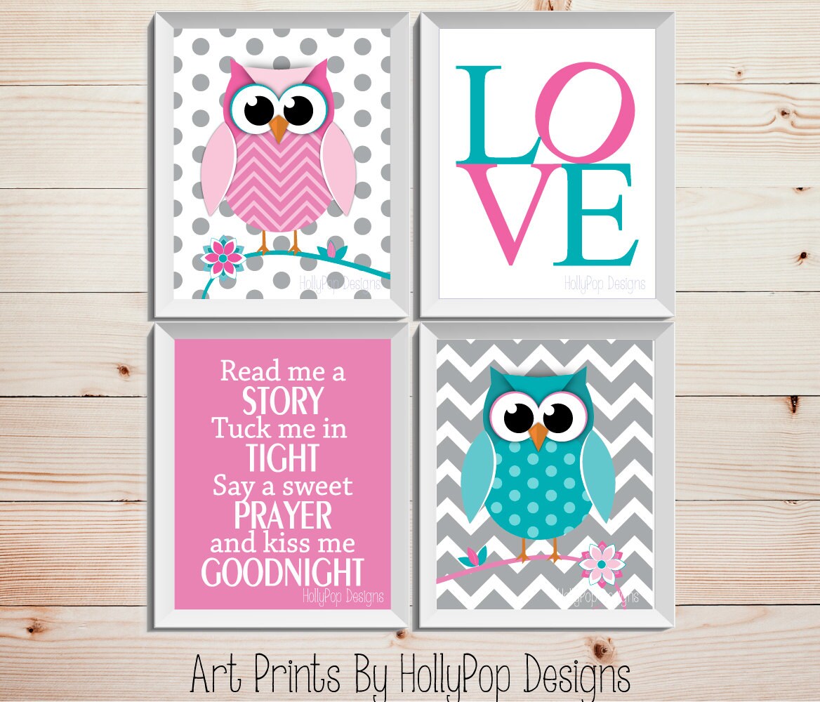 Girl Nursery Wall Art Owl Nursery Prints Read me A Story Quote Etsy