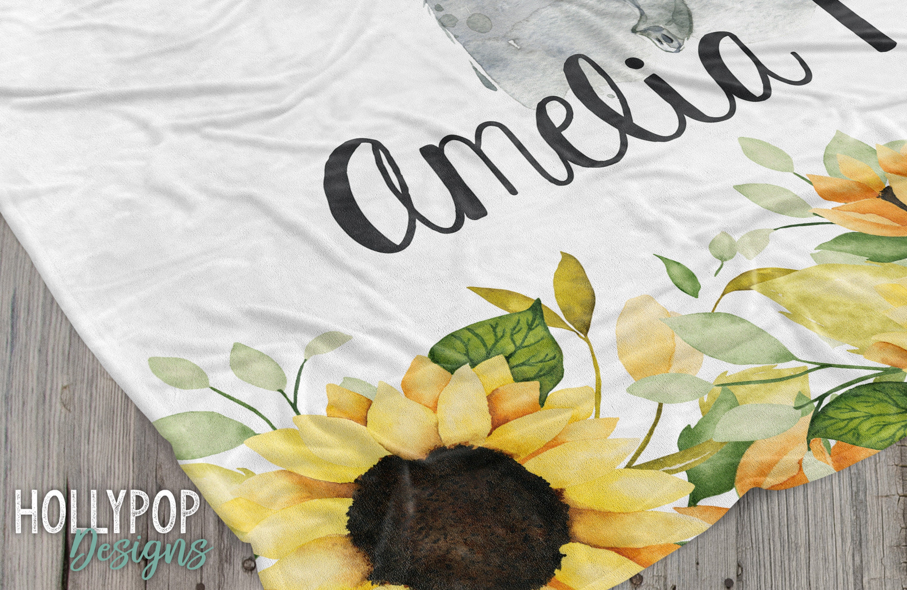 Personalized Baby Blanket With Name - Custom Sunflower Elephant Throw For Newborns & Toddlers - View #7