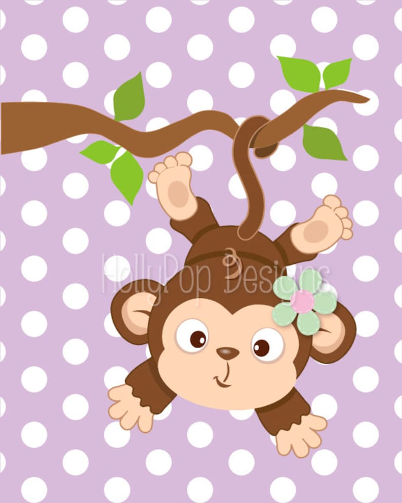 Baby Girl Nursery Art Monkey Nursery Decor Pink Purple Nursery Etsy