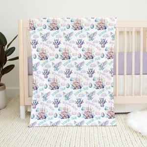BABY GIRL DRAGON blanket, Personalized Dragon Baby Blanket, Toddler Girl Dragon Gift, Dragon Gift for Girl, Dragon Nursery Minky Blanket image 2