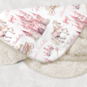 PINK PRINCESS BLANKET, Toddler Girl Princess Name Blanket, Princess Birthday Gift, Newborn Girl Blanket, Baby Name Blanket, Princess Nursery