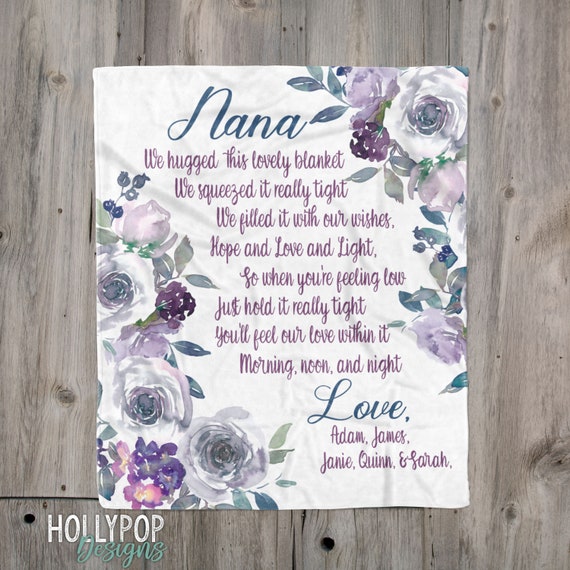 Grandmother Throw Blanket Personalized Nana Blanket Purple Floral Grandmother Blanket We Hugged This Blanket Gift for Grandma Mom Gift Etsy Canada