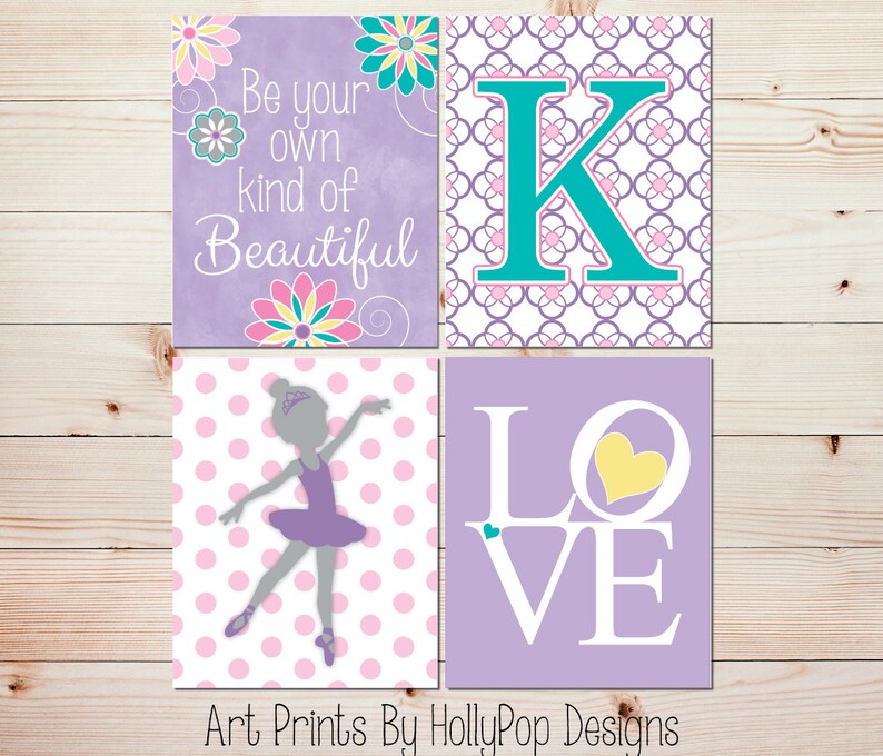 Baby Girl Nursery Art Toddler Girl Bedroom Wall Decor Ballerina Art Purple Turquoise Nursery Wall Art Girls Room Decor Baby Wall Decor 0994