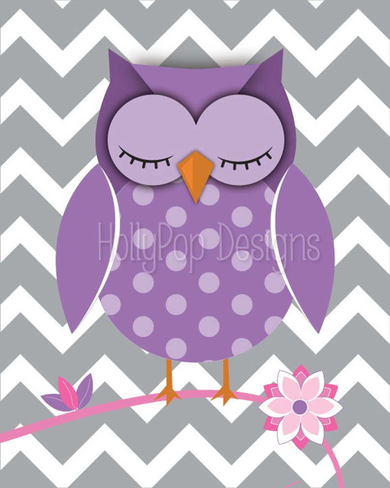 Owl Nursery Art Pink Purple Baby Girl Nursery Wall Decor Good Etsy