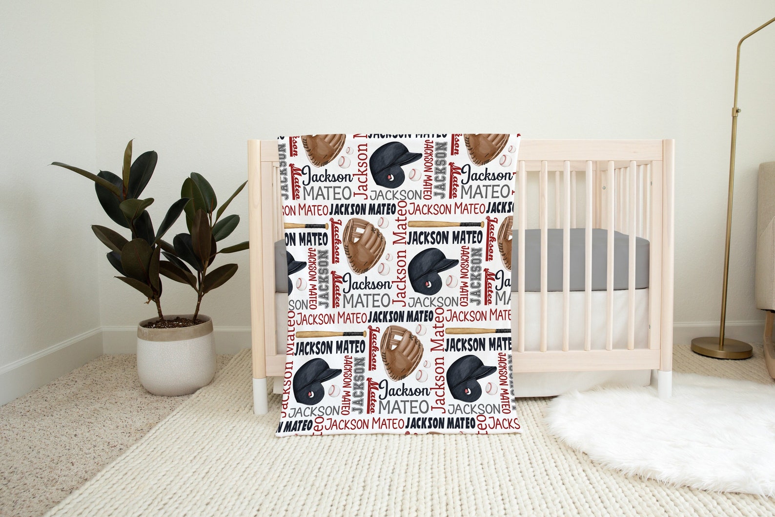 Personalized Baby Boy Baseball Name Blanket Boy Baseball Etsy