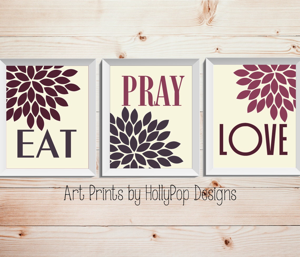 Modern Kitchen Wall Decor Eat Pray Love Trio Print Set 3 Etsy