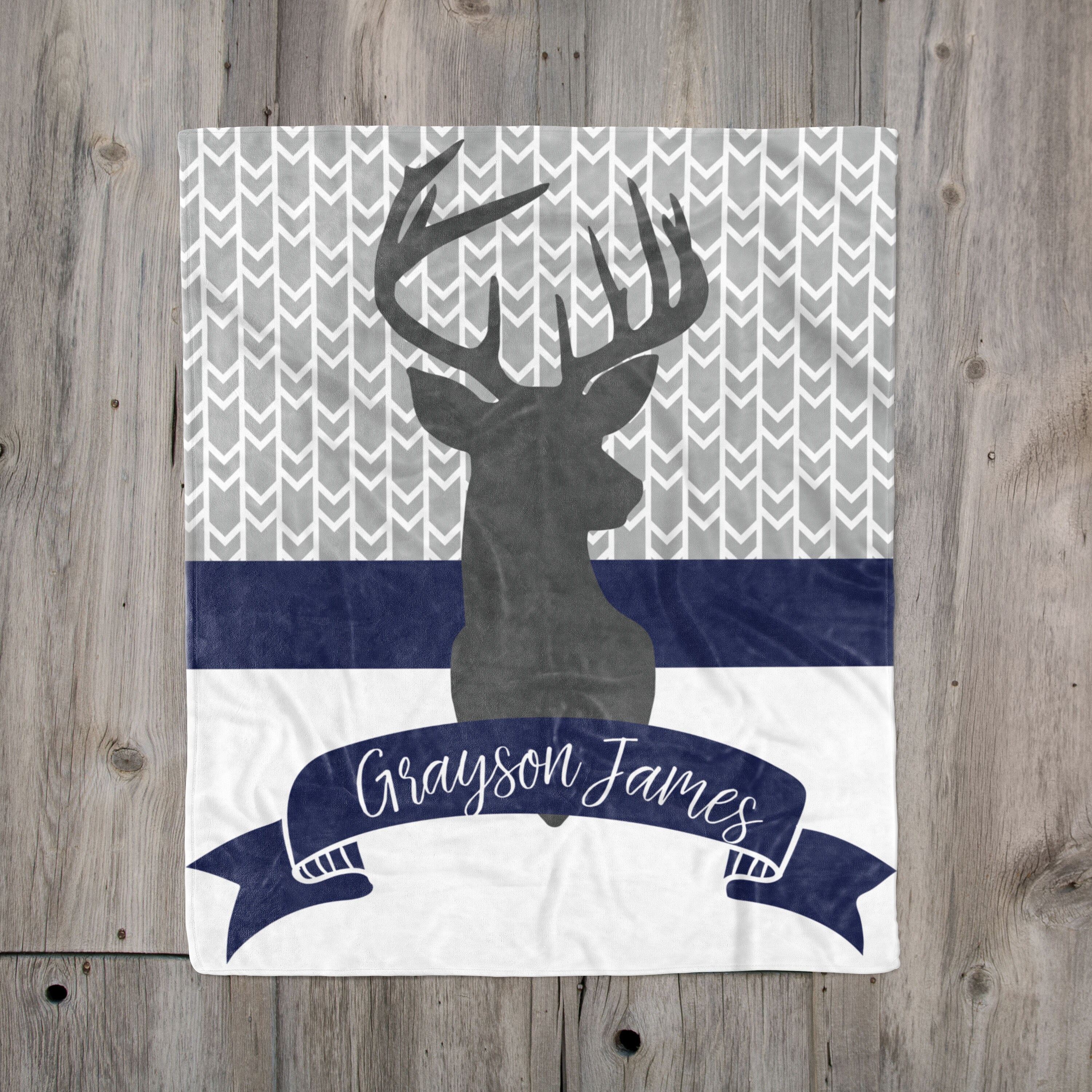 Personalized Baby Boy Blanket, Deer Baby Blanket, Soft Minky Blanket,…