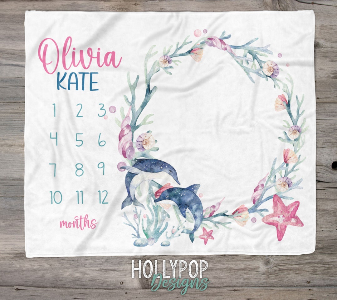 Under the Sea Baby Girl Milestone Blanket, Girl Monthly Photo Blanket ...
