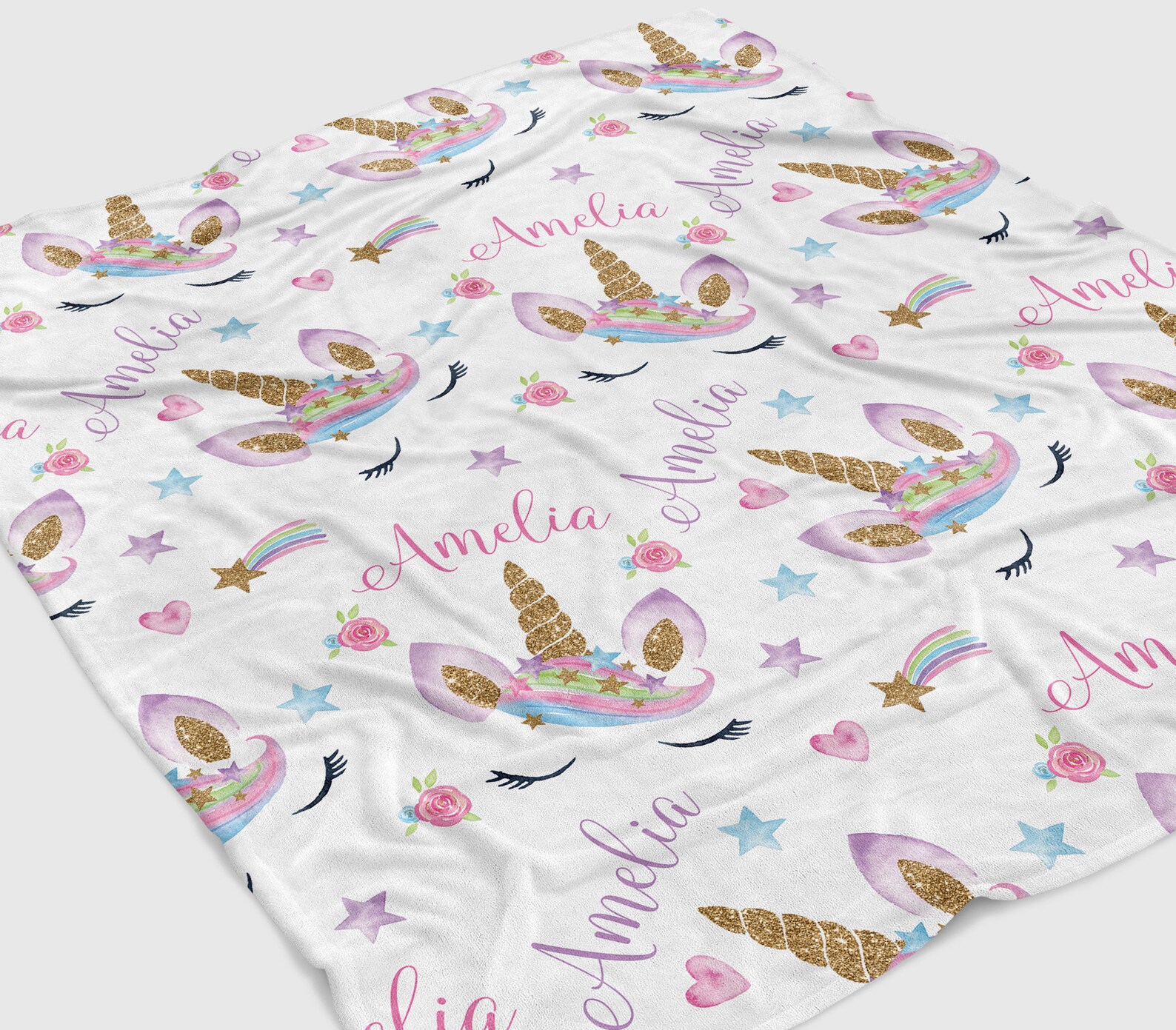 Unicorn Baby Blanket Personalized Girl Blanket Colorful Etsy
