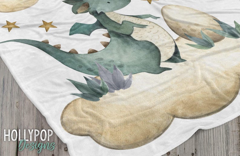 Baby Boy Personalized Dragon Blanket, Dragon Nursery Baby Blanket, Custom Name Baby Boy Name Blanket, FairyTale Dragons, Toddler Boy Blanket image 4