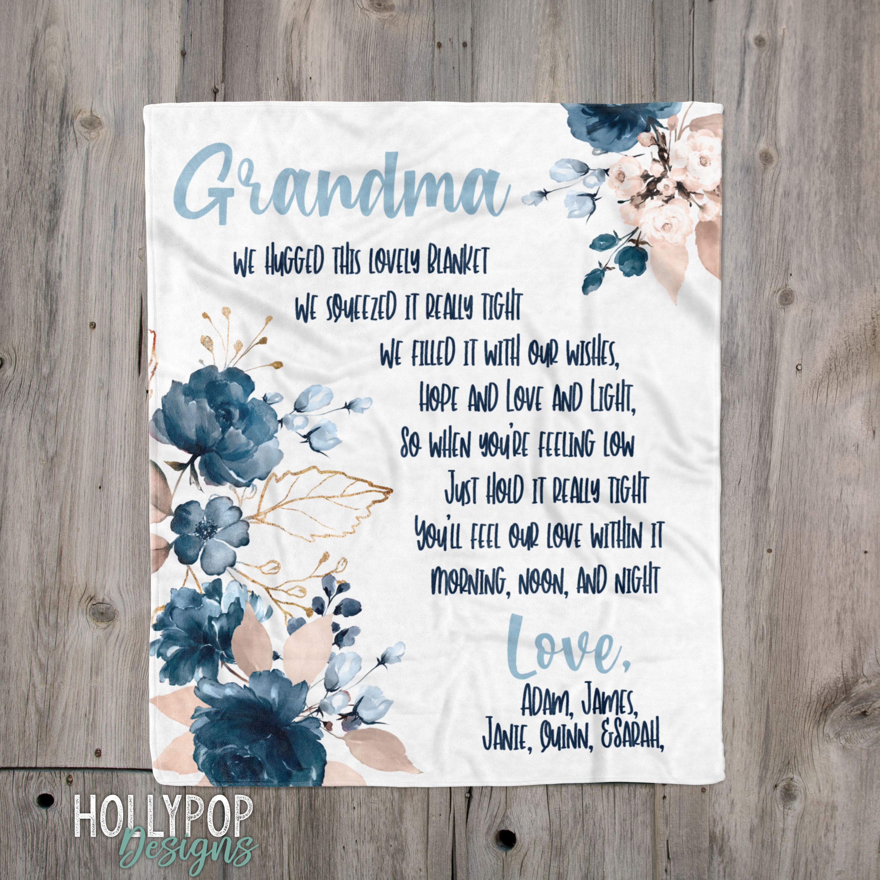 Personalized Grandmother Blanket Nana Name Blanket from Kids Mom Gift Personalized Hug Blanket Custom Name Grandma Throw Mothers Day