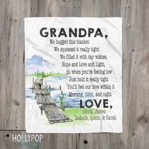 Personalized Gift for Dad, We Hugged this Blanket, Grandpa Custom Blanket, Custom Gift from Kids, Grandpa Father&#39;s Day Gift from Kids