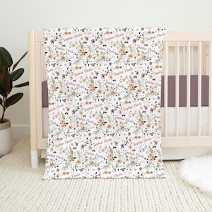 WILDFLOWER BABY BLANKET Personalized Baby Girl Wildflower Blanket, Toddler Girl Wildflower Name Blanket Wild Flower Nursery Baby Shower Gift immagine 5
