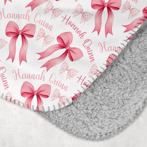 PERSONALIZED COQUETTE BLANKET, Pink Bow Blanket, Personalized Baby Girl Blanket, Pink Baby Blanket, Bow Theme Girl Gift, Bow Name Blanket