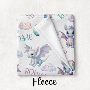BABY GIRL DRAGON blanket, Personalized Dragon Baby Blanket, Toddler Girl Dragon Gift, Dragon Gift for Girl, Dragon Nursery Minky Blanket image 4