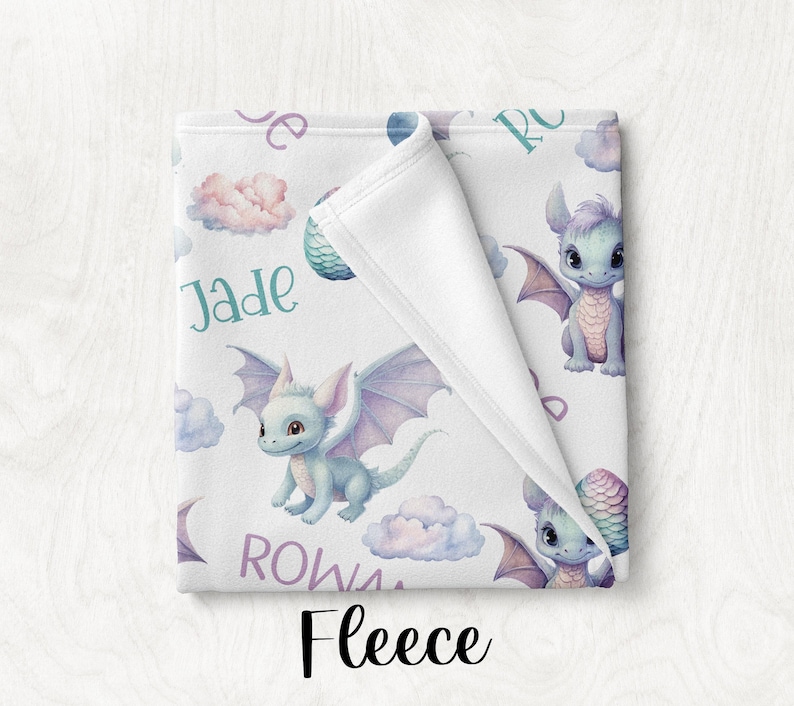 BABY GIRL DRAGON blanket, Personalized Dragon Baby Blanket, Toddler Girl Dragon Gift, Dragon Gift for Girl, Dragon Nursery Minky Blanket image 4