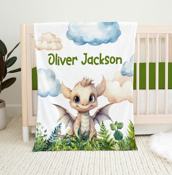 PERSONALIZED TODDLER BOY Dragon Blanket, Dragon Baby Name Blanket, Name Kids Throw, Gift for Toddler, Dragon Baby Gift, Boy Birthday Gift
