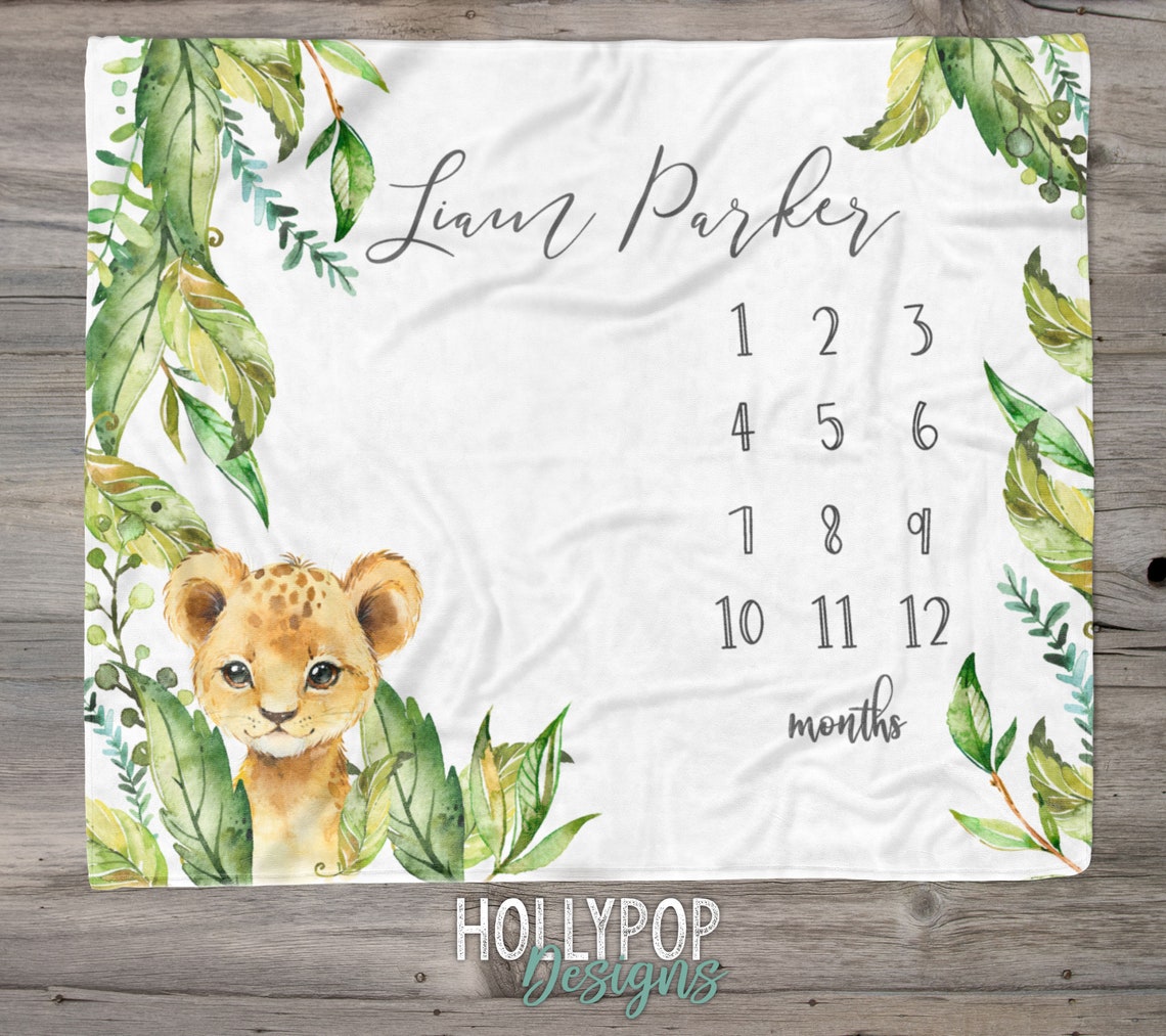 Baby Boy Safari Milestone Blanket Jungle Baby Blanket Watch Etsy