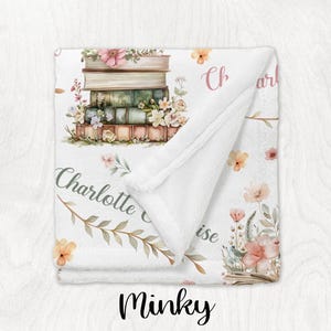 FLORAL BOOK BLANKET Personalized Girl Wildflower Storybook Blanket, Baby Girl Blanket Floral Books Toddler Girl Name Blanket, Baby Girl Gift imagem 6