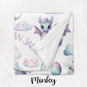 BABY GIRL DRAGON blanket, Personalized Dragon Baby Blanket, Toddler Girl Dragon Gift, Dragon Gift for Girl, Dragon Nursery Minky Blanket image 3