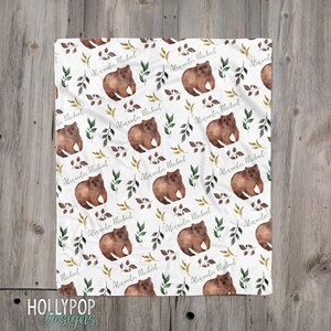 Personalized Baby Boy Blanket, Brown Bear Blanket, Custom Baby Name Blanket Boy, Baby Bear Boy Name Blanket, Baby Gift, Boy Swaddle Blanket