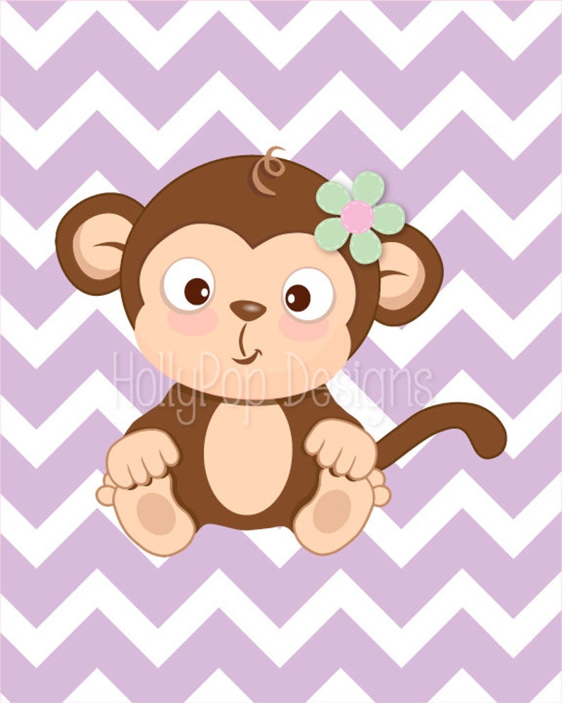 Baby Girl Nursery Art Monkey Nursery Decor Pink Purple Nursery Etsy
