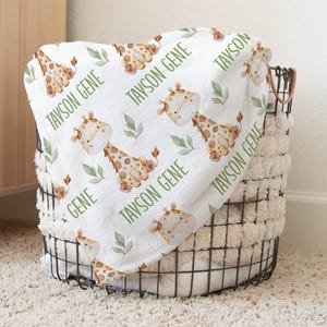 PERSONALIZED GIRAFFE BABY Blanket, Baby Boy Name Blanket, Personalized Baby Blanket,  Custom Name Baby Boy Blanket, Giraffe Baby Gift Boy