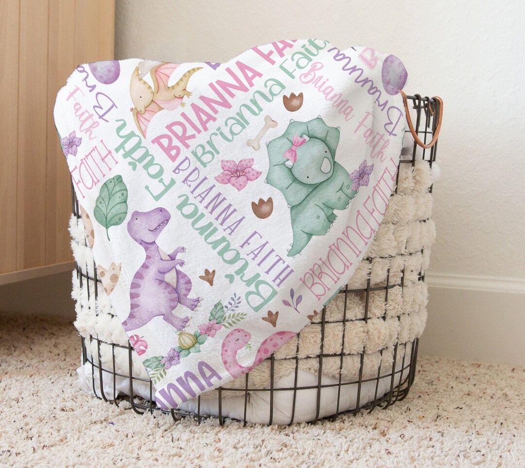 Baby Girl Dinosaur Blanket, Dinosaur Baby Blanket for Girls