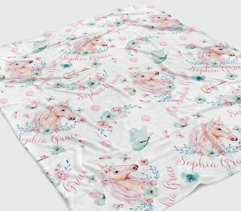 Baby Girl Blanket Personalized Unicorn Blanket Toddler Girl Etsy