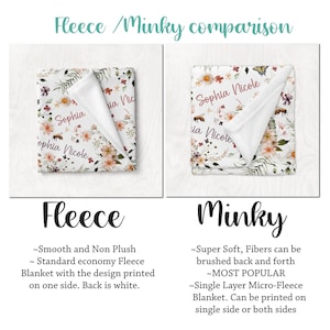 WILDFLOWER BABY BLANKET Personalized Baby Girl Wildflower Blanket, Toddler Girl Wildflower Name Blanket Wild Flower Nursery Baby Shower Gift immagine 13