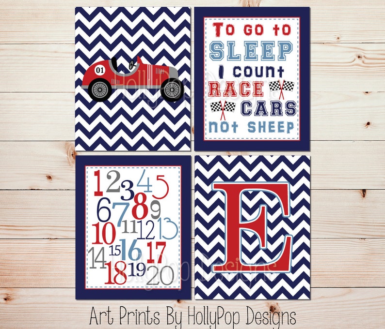 Race car nursery art Boy nursery wall decor Big boy room Kids Etsy