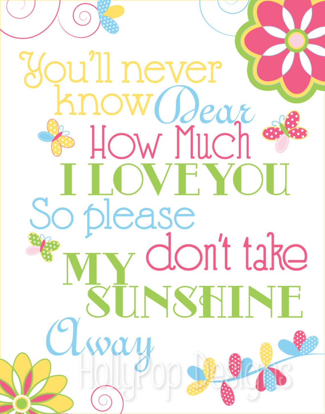 You are My Sunshine Wall Art Baby Girl Nursery Wall Art Etsy