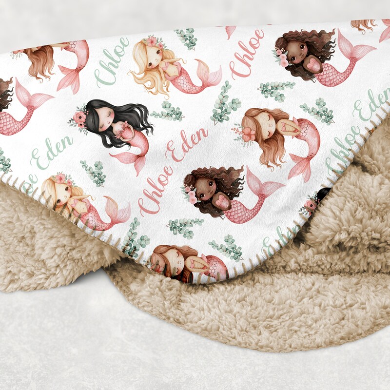 Mermaid Pink Pattern Print Blanket