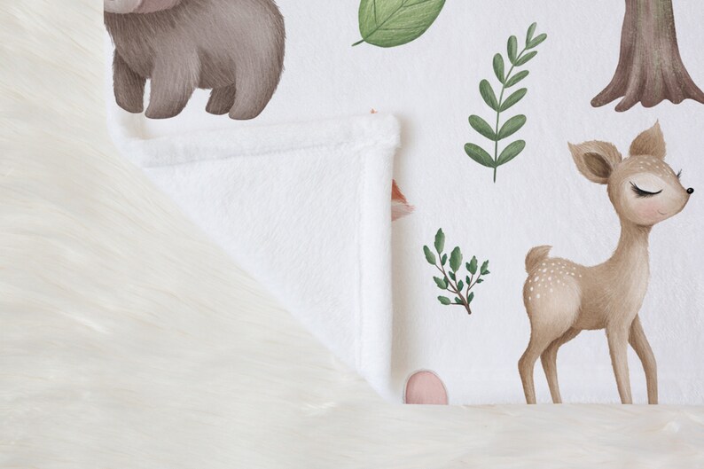 Woodland Animals Baby Boy Name Blanket Personalized Forest Etsy