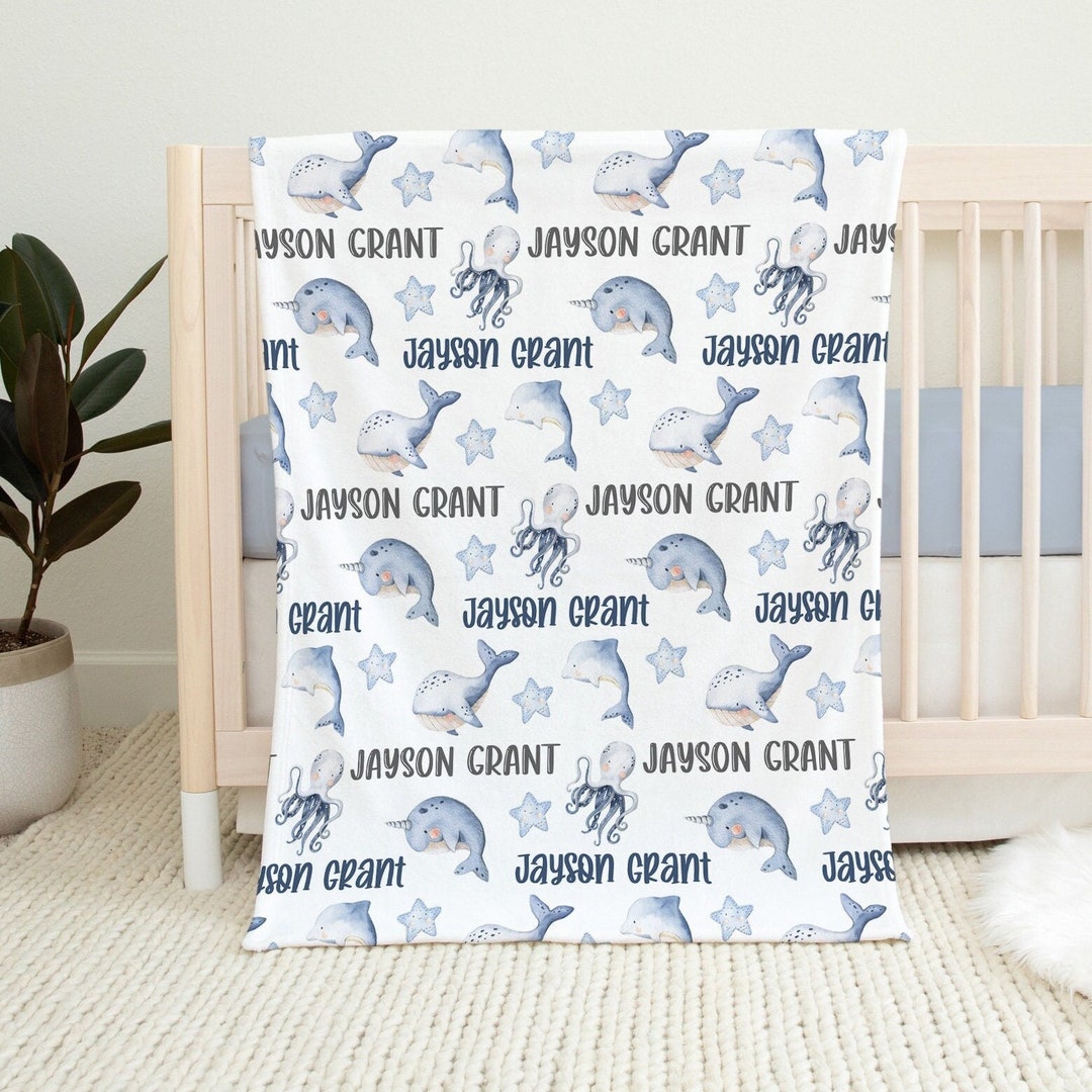 Under the Sea Blanket, Ocean Baby Blanket, Name Pattern Blanket