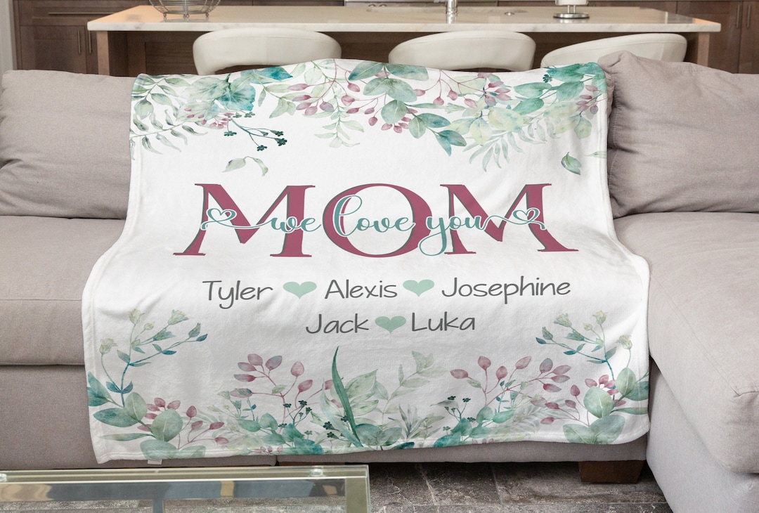 Personalized Mom Blanket, Custom Mom Blanket, Mother's Day Gift, Floral