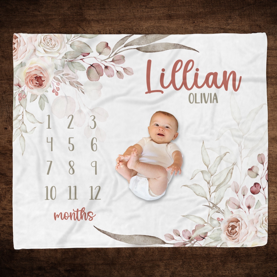 BOHO BABY Girl Milestone Blanket, Personalized Baby Growth Blanket