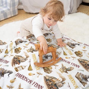 CUSTOM WIZARD BABY Blanket, Personalized Boy Name Blanket, Wizard Theme Baby Boy Blanket, Gift for Boy, Toddler Blanket with Name, Baby Gift