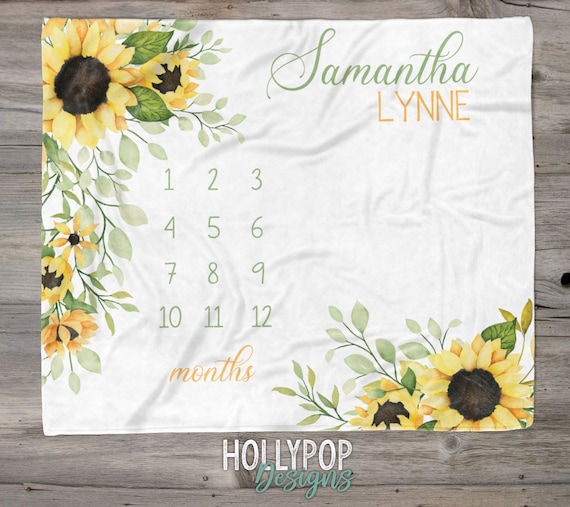 Sunflower Milestone Blanket Personalized Floral Milestone Baby Girl Yellow Floral Monthly Growth Blanket Custom Girl Sunflower Blanket Etsy Canada