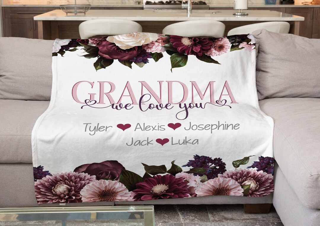 Floral Style We Love You Mom Blanket, Personalized Mother's Day Blanket